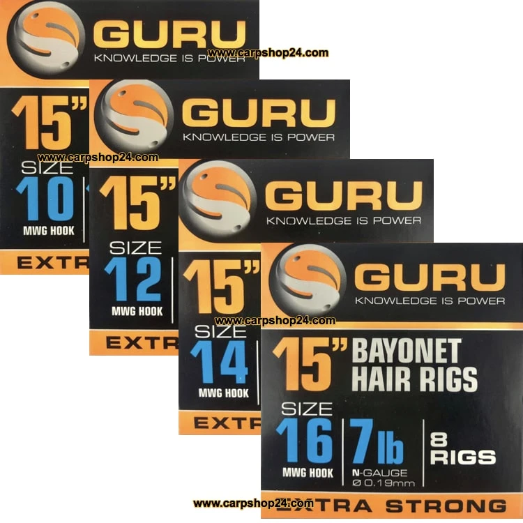 Guru 15" BAYONET HAIR RIGS MWG HOOK - 4 Opties 1 Guru 15" BAYONET HAIR RIGS MWG HOOK - 4 Opties