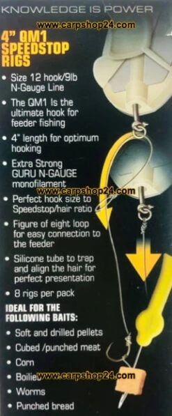Guru 4" QM1 SPEEDSTOP RIGS - 4 Opties -Visserij Benodigdheden Winkel Guru 4 Inch QM1 Speedstop Rigs Onderlijnen 10cm min