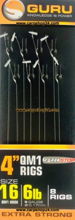 Guru 4" QM1 SPEEDSTOP RIGS - 4 Opties -Visserij Benodigdheden Winkel Guru 4 Inch QM1 Speedstop Rigs Onderlijnen 10cm Haak 16 017mm GRR028 min