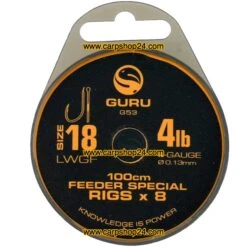 Guru LWGF 100CM FEEDER SPECIAL RIGS - 7 Opties 23 Guru LWGF 100CM FEEDER SPECIAL RIGS - 7 Opties -Visserij Benodigdheden Winkel Guru LWGF 100cm Feeder Special Rigs Onderlijnen Haak18 013mm GRR053 min