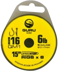 Guru 15" QM1 SPEEDSTOP RIGS - 4 Opties -Visserij Benodigdheden Winkel Guru QM1 15 38cm Speedstop Rigs Onderlijnen Haak 16 017mm GRR032 min 1