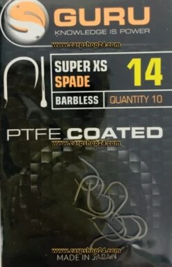 Guru SUPER XS SPADE BARBLESS - 6 Opties -Visserij Benodigdheden Winkel Guru Super XS Spade Barbless Weerhaakloos Haak 14 GSXS14 min