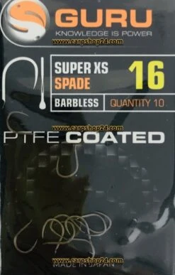 Guru SUPER XS SPADE BARBLESS - 6 Opties -Visserij Benodigdheden Winkel Guru Super XS Spade Barbless Weerhaakloos Haak 16 GSXS16 min
