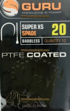 Guru SUPER XS SPADE BARBLESS - 6 Opties -Visserij Benodigdheden Winkel Guru Super XS Spade Barbless Weerhaakloos Haak 20 GSXS20 min