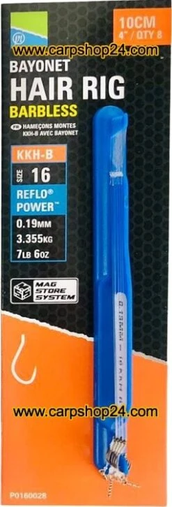 Preston KKH-B BAYONET HAIR RIG BARBLESS 10CM - 4 Opties -Visserij Benodigdheden Winkel Preston KKH B Bayonet Hair Rig Barbless Onderlijnen haak 16 019mm P0160028 min