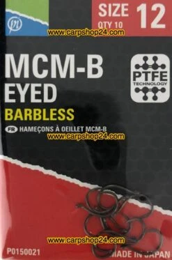 Preston MCM-B EYED BARBLESS 10 Preston MCM-B EYED BARBLESS -Visserij Benodigdheden Winkel Preston MCM B Eyed Barbless Haaken Weerhaakloos Oog Nr 12 P0150021 min
