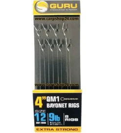 Guru 4" QM1 BAYONET RIGS - 4 Opties -Visserij Benodigdheden Winkel guru QM1 bayonet rigs onderlijnen 4 inch haak 12 min